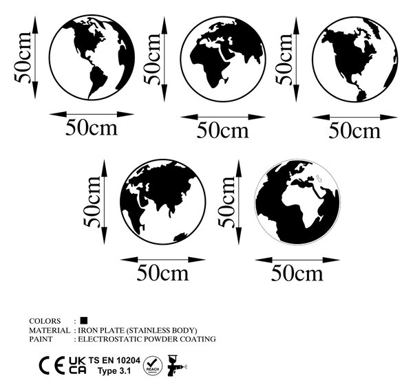 ASIR Nástěnná dekorace kovová WORLD MAP
