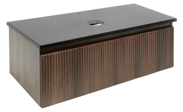 Koupelnová skříňka s deskou z umělého kamene SAT Evolution 98x30x44,8 cm ořech mat SATEVO100NATK