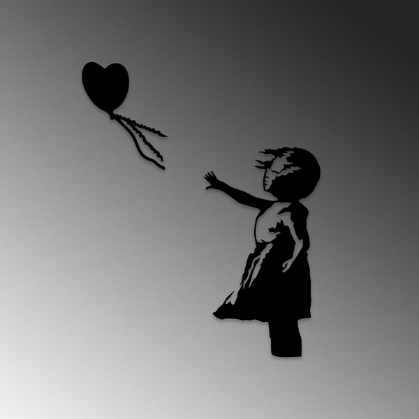 ASIR Nástěnná dekorace kovová BANKSY HOLČIČKA A BALÓNEK