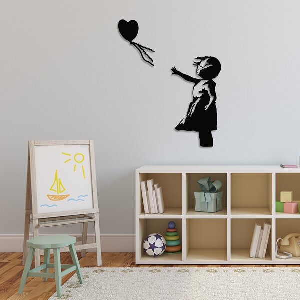 ASIR Nástěnná dekorace kovová BANKSY HOLČIČKA A BALÓNEK