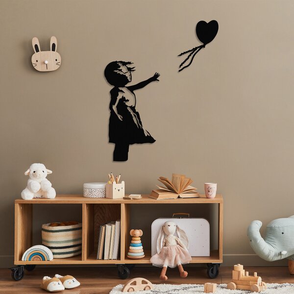 ASIR Nástěnná dekorace kovová BANKSY HOLČIČKA A BALÓNEK