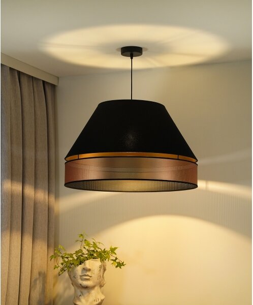 Duolla - Lustr na lanku COPPER SHINY 1xE27/15W/230V pr. 60 cm černá/měděná