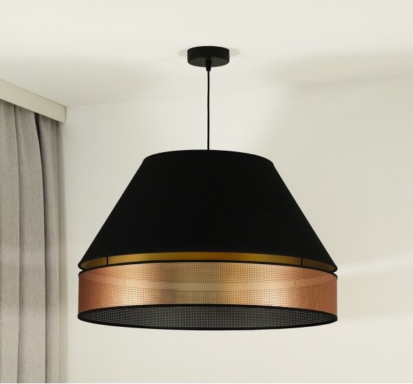 Duolla - Lustr na lanku COPPER SHINY 1xE27/15W/230V pr. 60 cm černá/měděná