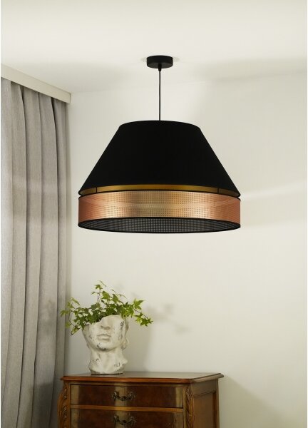 Duolla - Lustr na lanku COPPER SHINY 1xE27/15W/230V pr. 60 cm černá/měděná