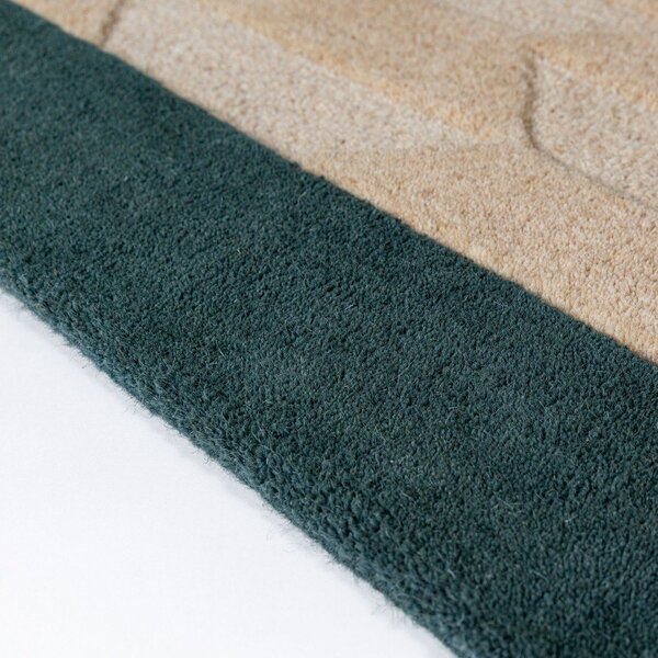 Ručně tkaný vlněný koberec v přírodní barvě/zelenomodrý 120x170 cm Apex Border Wool – Flair Rugs