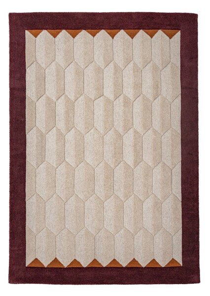 Vínový/v přírodní barvě ručně tkaný vlněný koberec 120x170 cm Apex Border Wool – Flair Rugs