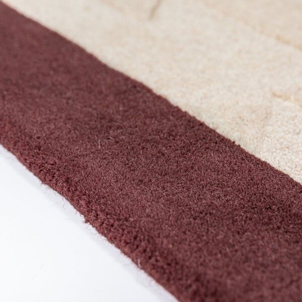 Vínový/v přírodní barvě ručně tkaný vlněný běhoun 60x230 cm Apex Border Wool – Flair Rugs