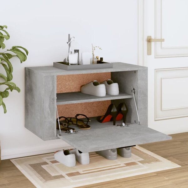 Nástěnný botník betonově šedý 70 x 35 x 38 cm kompozitní dřevo