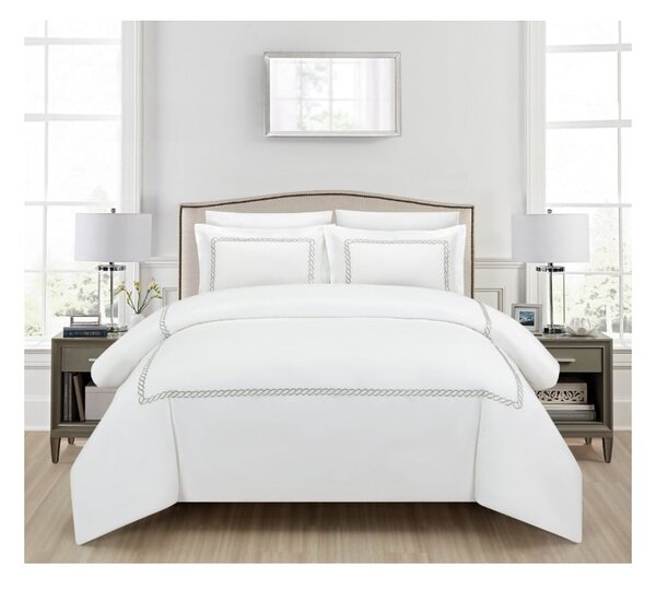 Bílé povlečení na jednolůžko z bavlněného saténu s prostěradlem/6dílné 140x200 cm Whispered Serenity – Mila Home Luxury