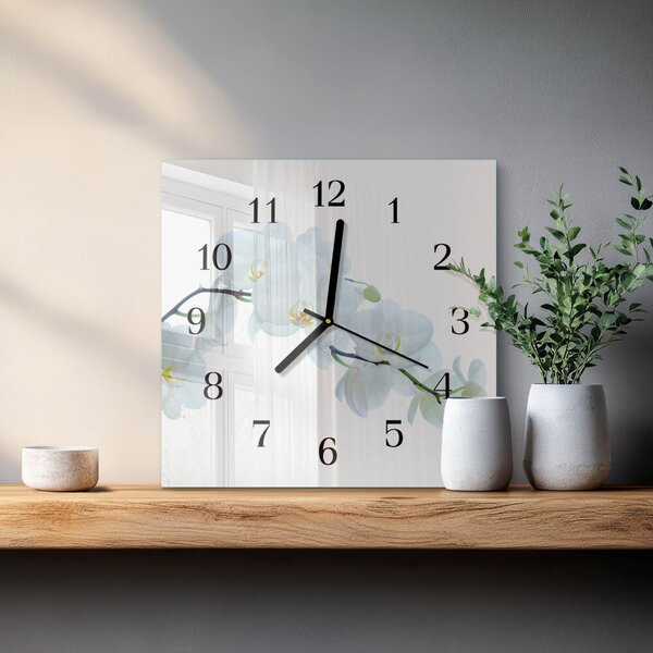 Skleněné hodiny na stěnu Orchidej zskc-30x30-00172051
