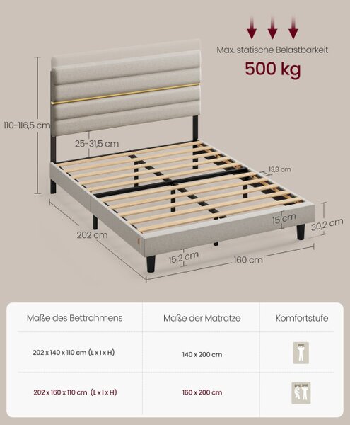 Manželská postel 160 cm RMB505LH01
