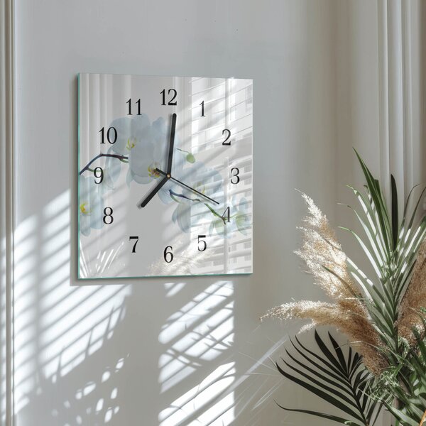 Skleněné hodiny na stěnu Orchidej zskc-30x30-00172051