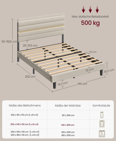 Manželská postel 140 cm RMB504LH01