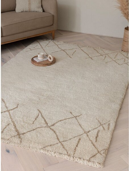 Krémový pratelný/ručně tkaný vlněný koberec 120x170 cm Azera Crosshatch – Asiatic Carpets