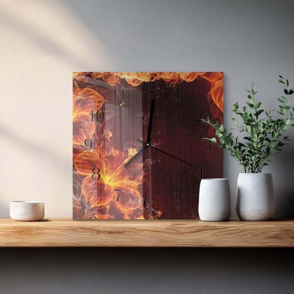 Skleněné hodiny na stěnu Květy ohně zskc-30x30-00172053