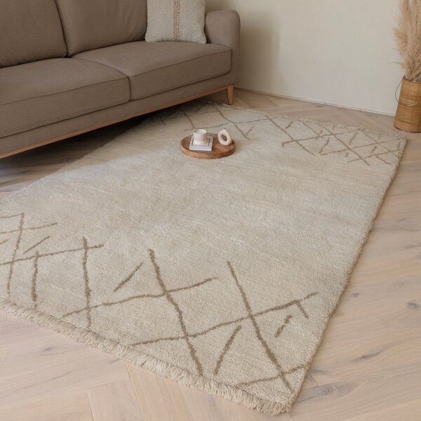 Krémový pratelný/ručně tkaný vlněný koberec 120x170 cm Azera Crosshatch – Asiatic Carpets