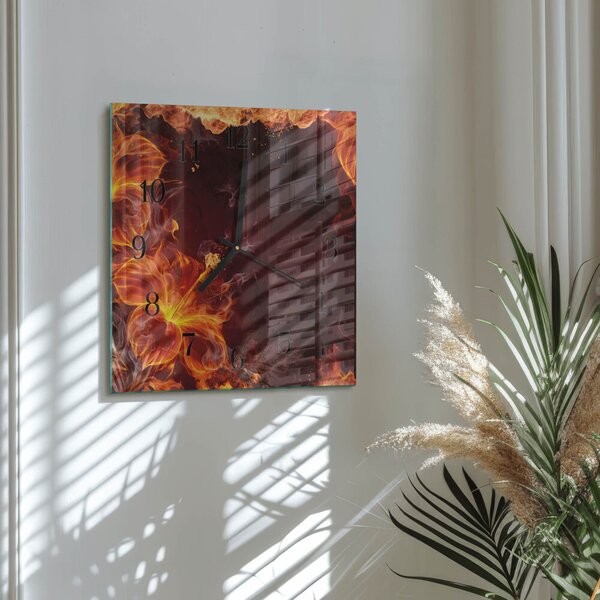 Skleněné hodiny na stěnu Květy ohně zskc-30x30-00172053