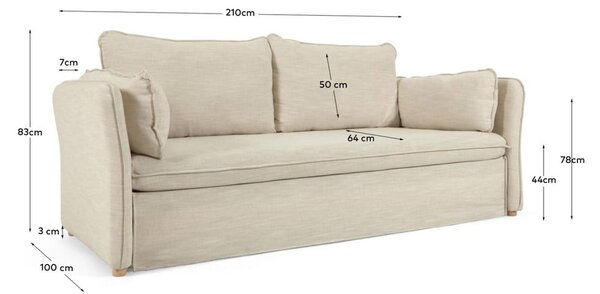 Rozkládací pohovka šedobéžová 210 cm Tanit – Kave Home
