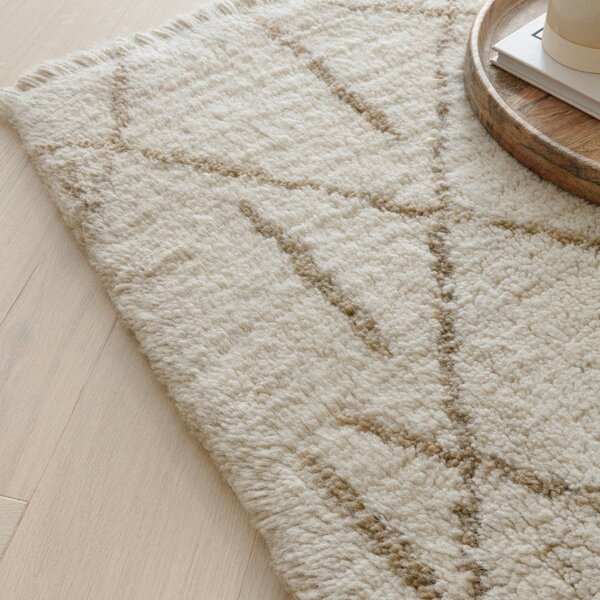 Krémový pratelný/ručně tkaný vlněný koberec 120x170 cm Azera Crosshatch – Asiatic Carpets