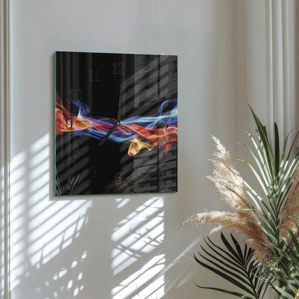 Skleněné hodiny na stěnu Abstraktní kouř zskc-30x30-00172067