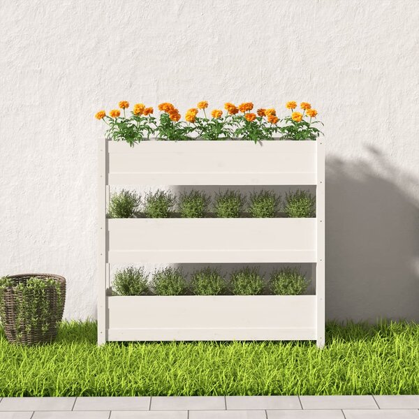 Truhlík bílý 112 x 25 x 104,5 cm masivní borové dřevo