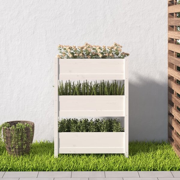 Truhlík bílý 77 x 25 x 104,5 cm masivní borové dřevo
