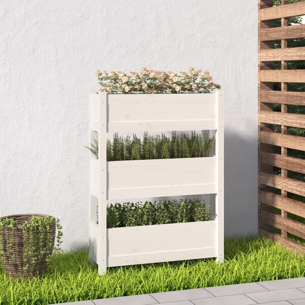 Truhlík bílý 77 x 25 x 104,5 cm masivní borové dřevo