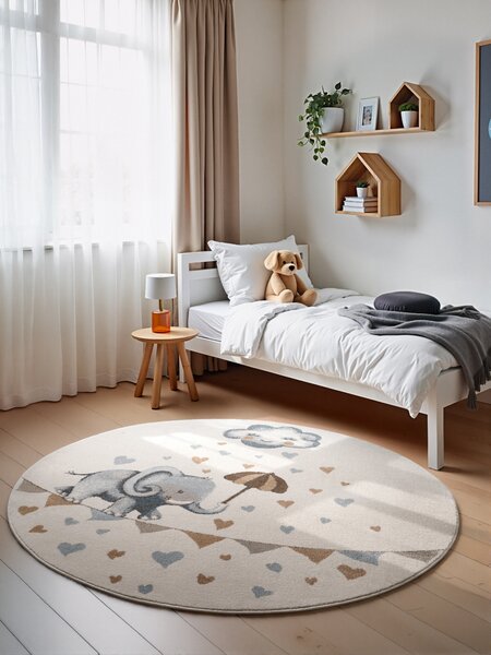 Villeroy & Boch, Dětský kusový koberec Villeroy & Boch Boho Kids 106303 Cream Multicolor kruh, 160x160 (průměr) kruh, bílá, vícebarevná, dětský pokoj