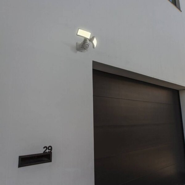LUTEC Venkovní nástěnný reflektor ARC s LED a senzorem, bílý, 28 cm, 2 žárovky, IP54, Bílá / opál, Plast, Moderní, Nástěnné svítidlo