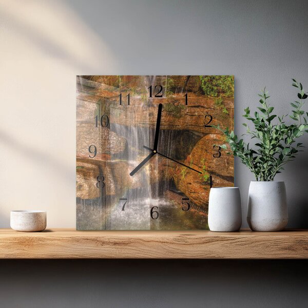 Skleněné hodiny na stěnu Vodopád zskc-30x30-00172084