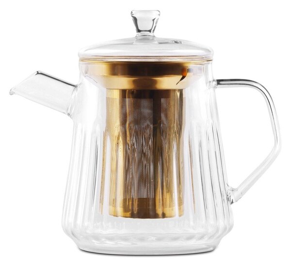 Skleněná konvice na čaj se sítkem ve zlaté barvě 900 ml Mia – Vialli Design