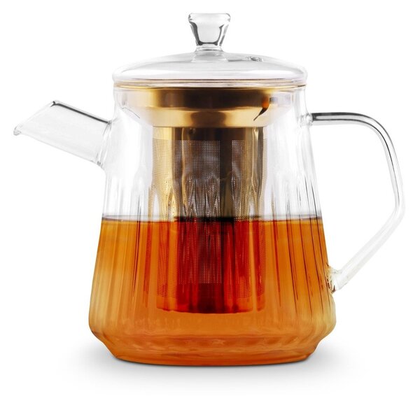 Skleněná konvice na čaj se sítkem ve zlaté barvě 900 ml Mia – Vialli Design