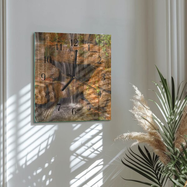 Skleněné hodiny na stěnu Vodopád zskc-30x30-00172084