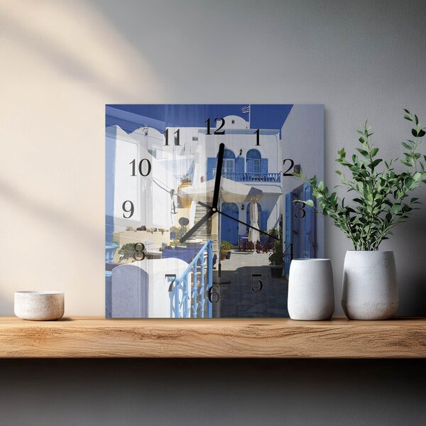 Skleněné hodiny na stěnu Řecko zskc-30x30-00172095