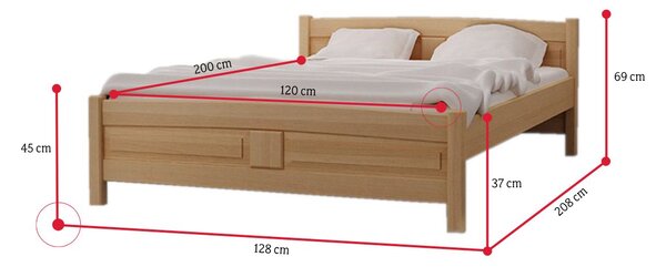 Vyvýšená postel ANGEL + pěnová matrace DE LUX 14 cm + rošt ZDARMA, 120 x 200 cm, ořech-lak