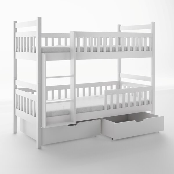 Dvoupatrová postel s úložným prostorem 80x180 BEDRA - bílá, levé provedení
