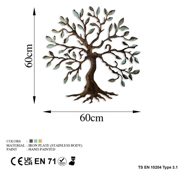 ASIR Nástěnná dekorace kovová TREE zelená a hnědá