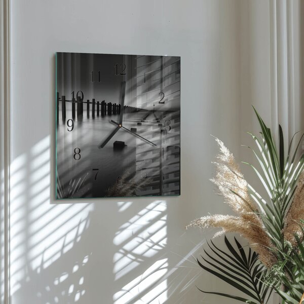 Skleněné hodiny na stěnu Moře zskc-30x30-00172117