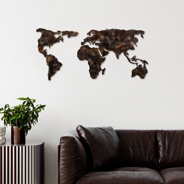 ASIR Nástěnná dekorace kovová WORLD MAP hnědá