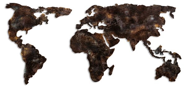 ASIR Nástěnná dekorace kovová WORLD MAP hnědá