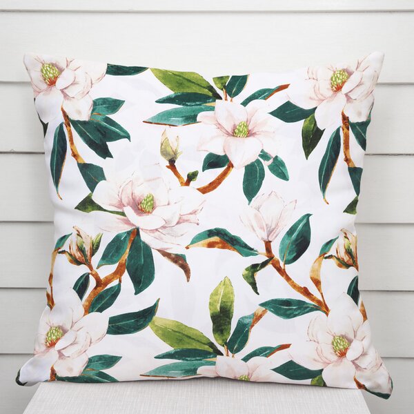 Biante Bavlněný povlak na polštář Sandra SA-293 Magnolie se zelenými listy na bílém 30 x 50 cm