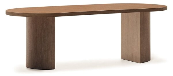 Kulatý jídelní stůl s deskou v dekoru ořechového dřeva 100x240 cm Nealy – Kave Home