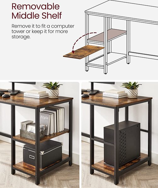 SONGMICS Psací stůl industriální 140x60x75 cm hnědý černý