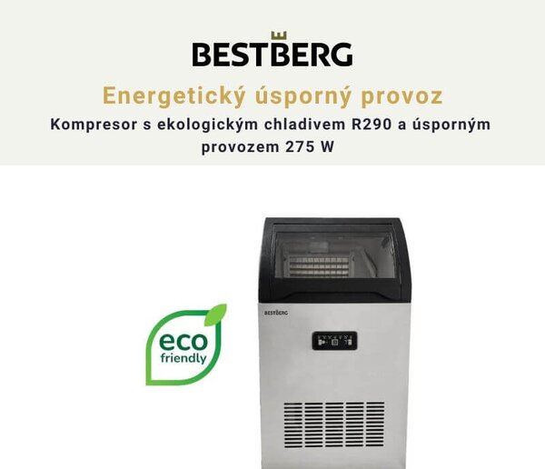 Gastro výrobník ledu BestBerg BBCM-55 / 275 W / 55 kg/24 hod. / bílá