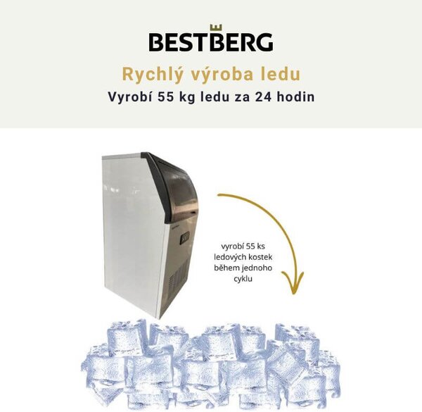 Gastro výrobník ledu BestBerg BBCM-55 / 275 W / 55 kg/24 hod. / bílá