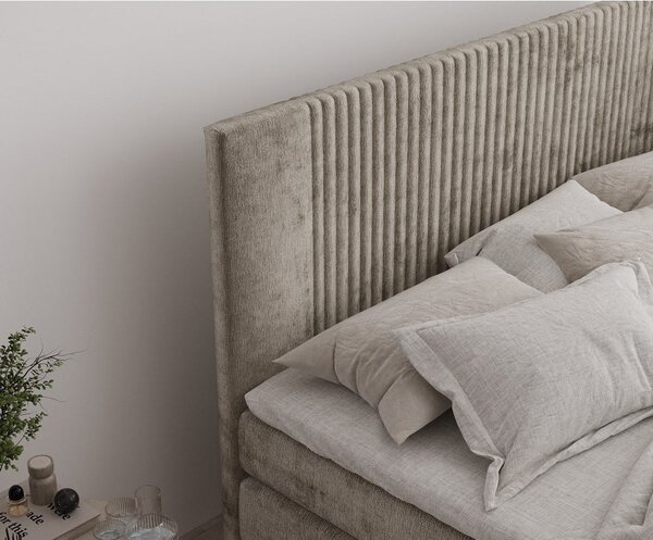 Světle hnědá boxspring postel s úložným prostorem 140x200 cm Bergamo – Maison de Rêve