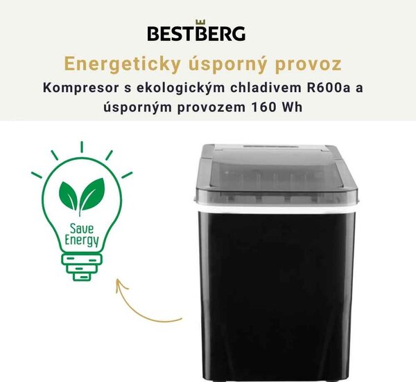 Výrobník ledu BestBerg BBCM-10 / 160 W / 12 kg/24 hod. / černá