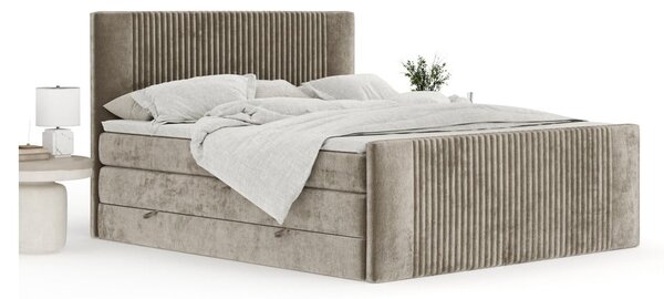 Světle hnědá boxspring postel s úložným prostorem 140x200 cm Bergamo – Maison de Rêve