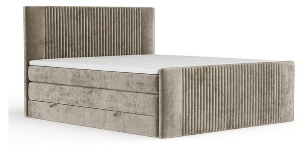 Světle hnědá boxspring postel s úložným prostorem 140x200 cm Bergamo – Maison de Rêve