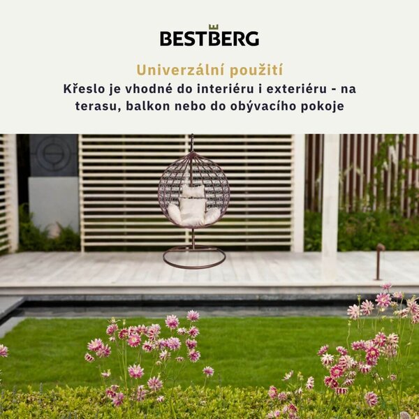 Závěsné křeslo BestBerg BBHC-42BN / ratan / hnědá/béžová